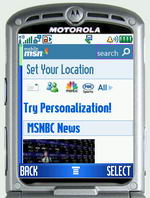 Pantalla de MSN mobile