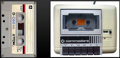 Cassette para datos y unidad lectora Commodore