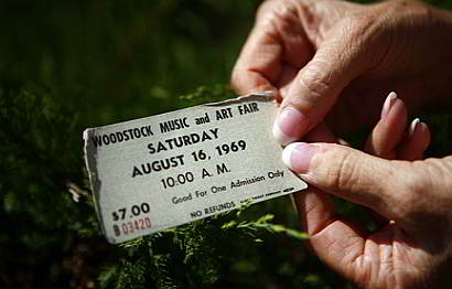 Tciket de entrada para el Festival de Woodstock 1969