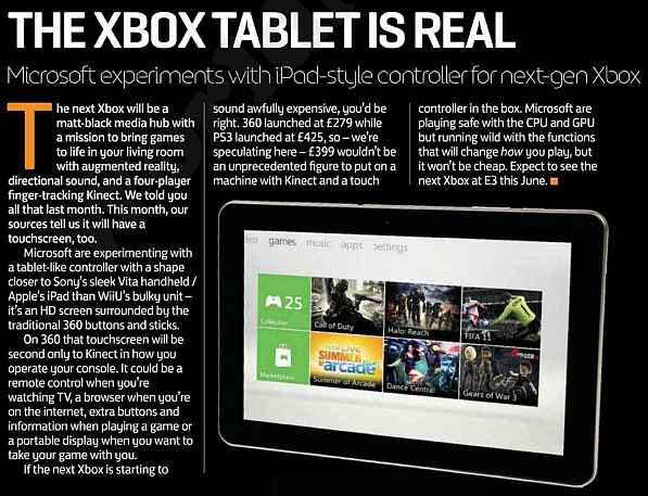 Artìculo en xBox World sobre la posible xBox Tablet