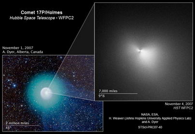 El Cometa Holmes (Imagenes: NASA y ESA)