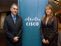 Sebastian Ballerini, Director de Operaciones de Cisco, y Cayetana Aljovin, Viceministra de Comunicaciones del Perú