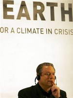 El ex vicepresidente Al Gore, en Brasil, promoviendo los conciertos Live Earth (Foto: Ricardo Moraes / AP / msnbc.msn.com)