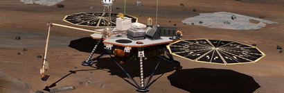 La sonda Phoenix sobre la superficie de Marte (dibujo: NASA.gov)