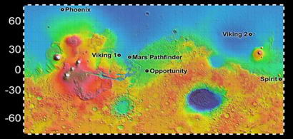 Sitio de llegada de la sonda Phoenix (imagen: NASA.org)
