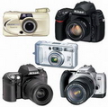 Varias cámaras que usan película fotográfica
