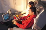 Cabina de pasajeros en un avión de Emirates Airlines